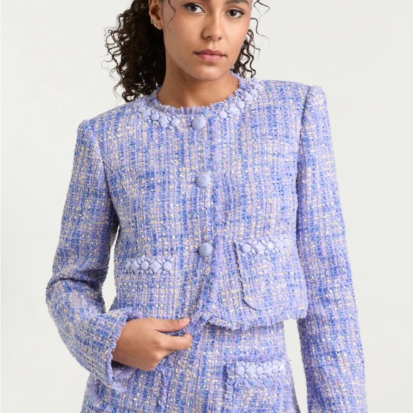 cinq a sept Jackets & Blazers - Cinq à Sept Lavender Tweed Blazer